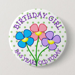 Badge Rond 7,6 Cm Polka Pootté Bouton fille anniversaire anniversair