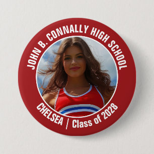 Badge Rond 7,6 Cm Pom-pom girl Rouge Photo High School Spirit