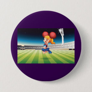 Badge Rond 7,6 Cm Pom-pom girl sur le terrain de sport