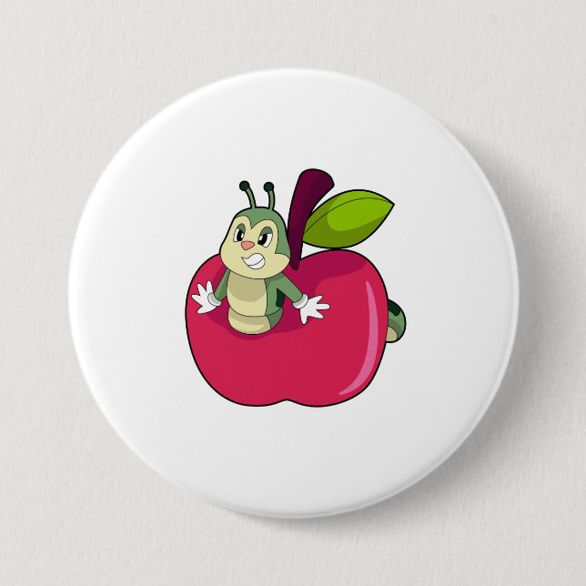 Badge Rond 7,6 Cm Pomme Caterpillar (Devant)