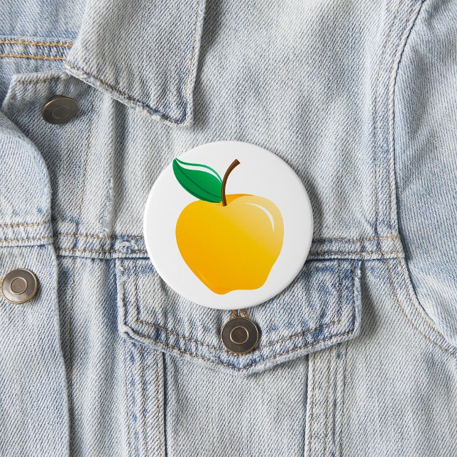 Badge Rond 7,6 Cm Pomme dorée Fruit jaune vif (Créateur téléchargé)