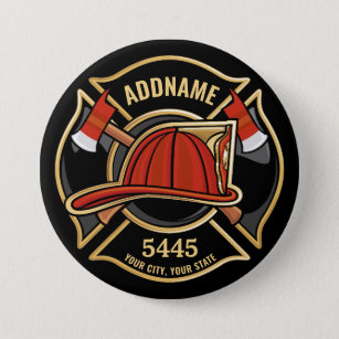 Badge Rond 7,6 Cm Pompier AJOUTER LE NOM Insigne du service de pompi