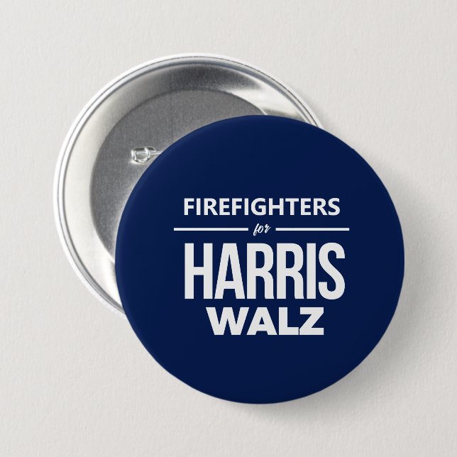 Badge Rond 7,6 Cm Pompiers pour Harris Walz (Devant & derrière)