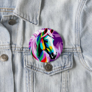 Badge Rond 7,6 Cm Pony coloré