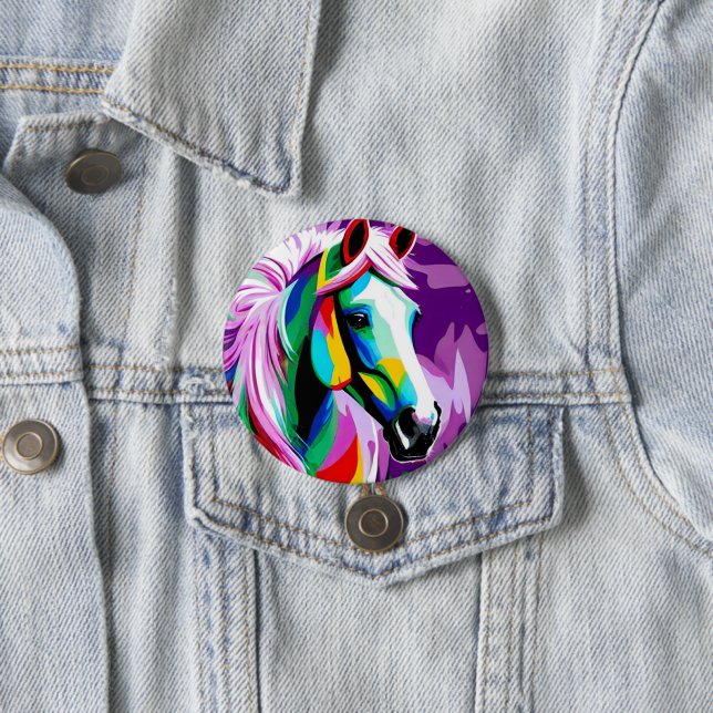 Badge Rond 7,6 Cm Pony coloré (En situation)