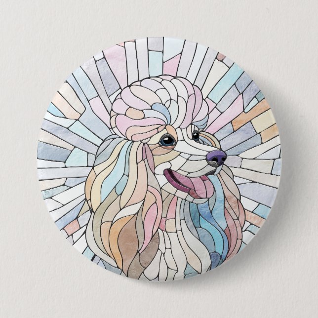 Badge Rond 7,6 Cm Poodle - mosaïque pastel (Devant)