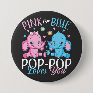 Badge Rond 7,6 Cm Pop-Pop Rose Ou Bleu Vous Aime Elephant Baby Round