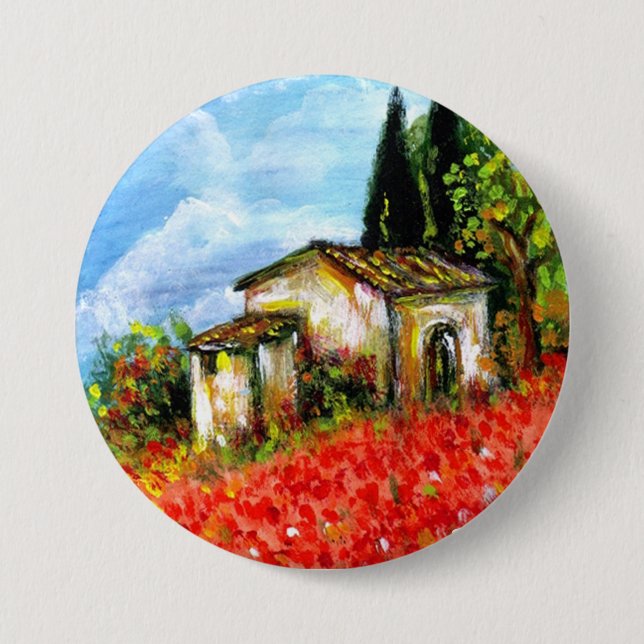 BADGE ROND 7,6 CM POPIES EN TOSCANE (Devant)