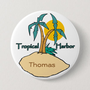 Badge Rond 7,6 Cm Port tropical