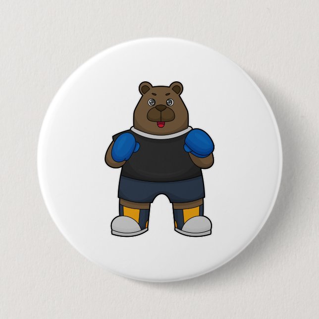 Badge Rond 7,6 Cm Porter comme boîte avec gants de boxe (Devant)