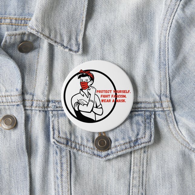 Badge Rond 7,6 Cm Porter un modèle de Riveter Masque (En situation)