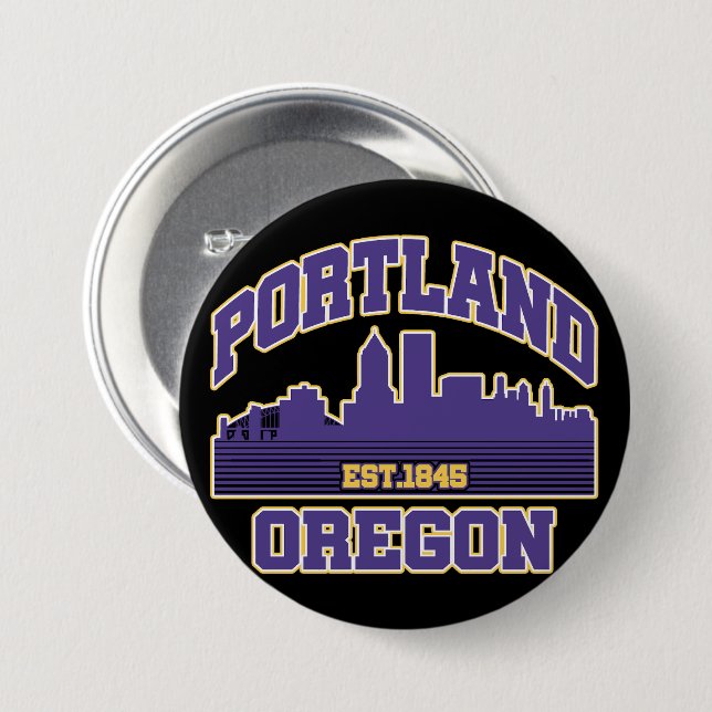 Badge Rond 7,6 Cm Portland, Oregon (Devant & derrière)