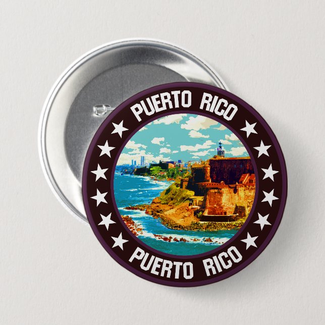 Badge Rond 7,6 Cm Porto Rico (Devant & derrière)