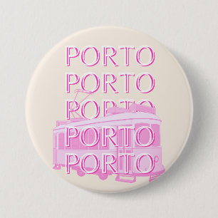 Badge Rond 7,6 Cm Porto Travel Art, Portugal Travel Art, Rose