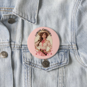 Badge Rond 7,6 Cm Portrait de cowgirl coquette de mode western
