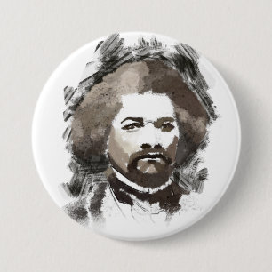 Badge Rond 7,6 Cm Portrait de Frederick Douglass en peinture à l'aqu