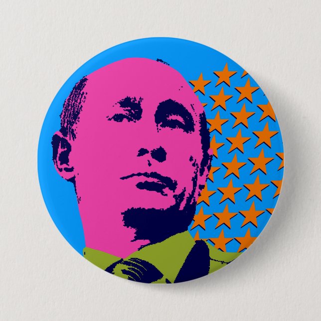 Badge Rond 7,6 Cm Portrait Pop Art de Poutine rose (Devant)