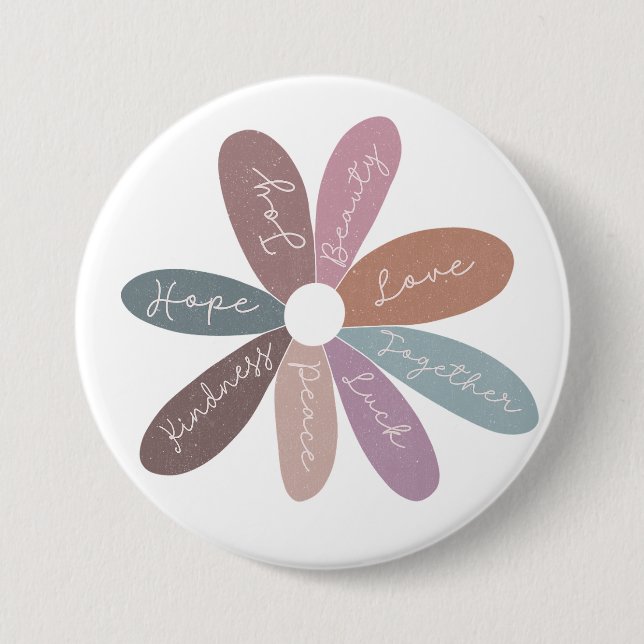 Badge Rond 7,6 Cm Positivity Happiness Daisy Affirmations quotidienn (Devant)
