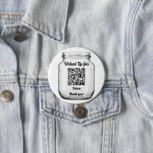 Badge Rond 7,6 Cm Pot à pourboire virtuel, scannez pour donner un po