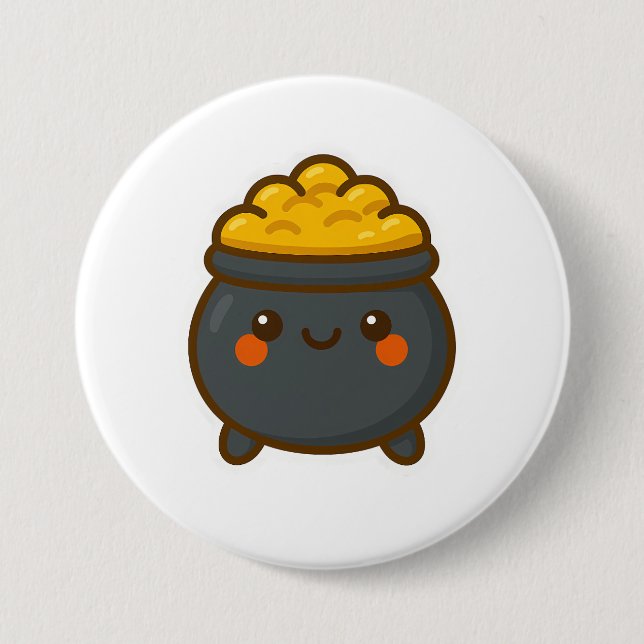 Badge Rond 7,6 Cm Pot d'or Kawaii (Devant)