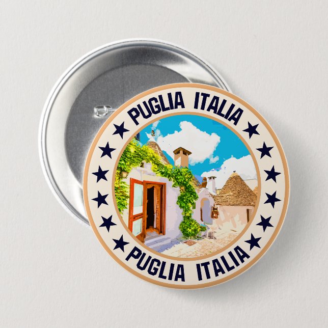 Badge Rond 7,6 Cm Pouilles (Devant & derrière)