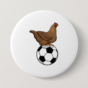 Badge Rond 7,6 Cm Poulet aux sports de football