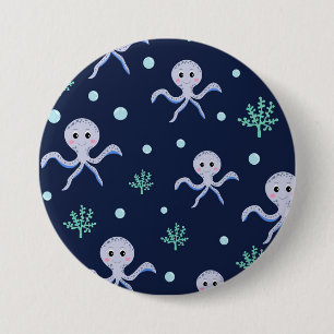 Badge Rond 7,6 Cm Poulpe sous la mer motif pour enfants
