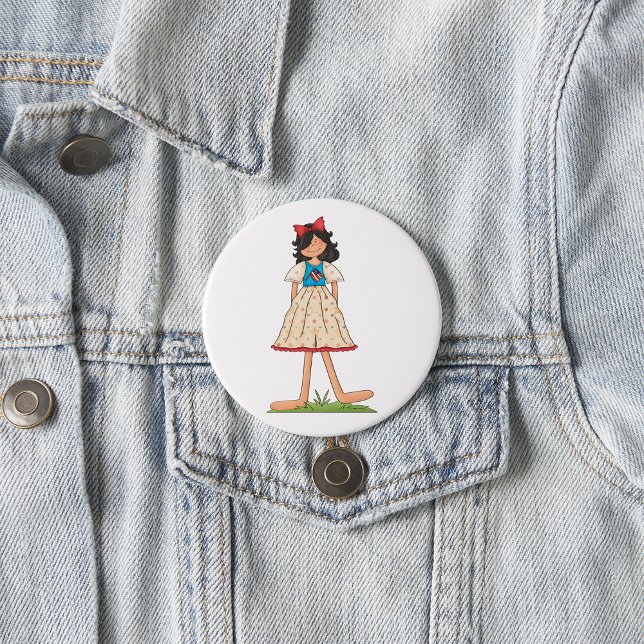 Badge Rond 7,6 Cm Poupée de cerf patriotique fille Americana Folk (Créateur téléchargé)