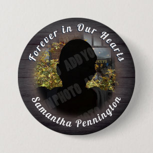 Badge Rond 7,6 Cm Pour toujours dans notre coeur Mémoire photo Souv