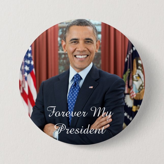 Badge Rond 7,6 Cm Pour toujours, mon président Barack Obama appuie l (Devant)