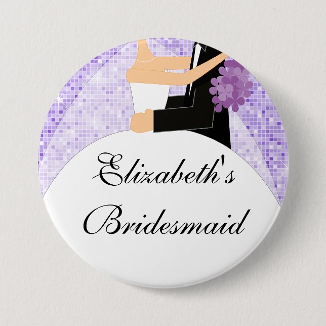 Badge Rond 7,6 Cm Pourpre scintillant du bouton de demoiselle (Devant)
