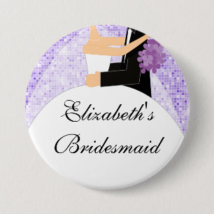Badge Rond 7,6 Cm Pourpre scintillant du bouton de demoiselle