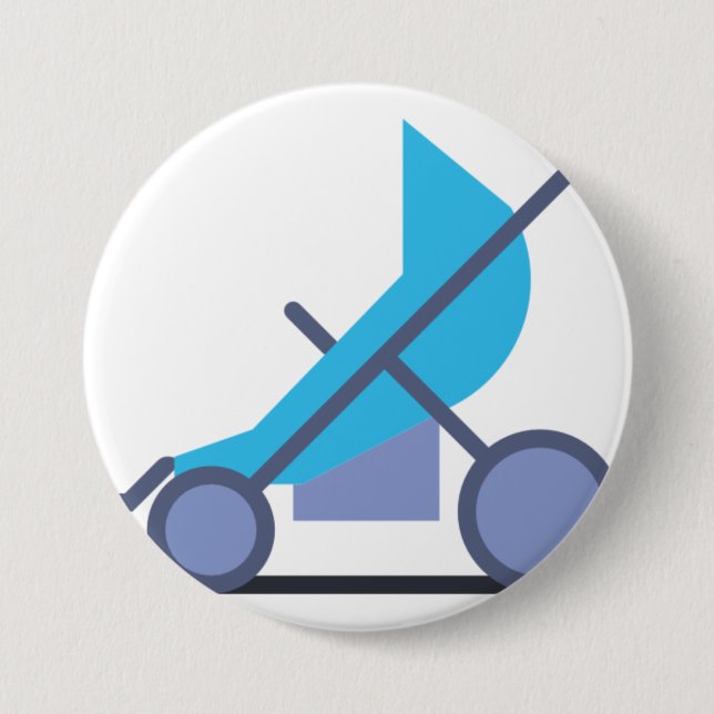 Badge Rond 7,6 Cm poussette bleue (Devant)