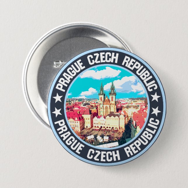 Badge Rond 7,6 Cm Prague (Devant & derrière)