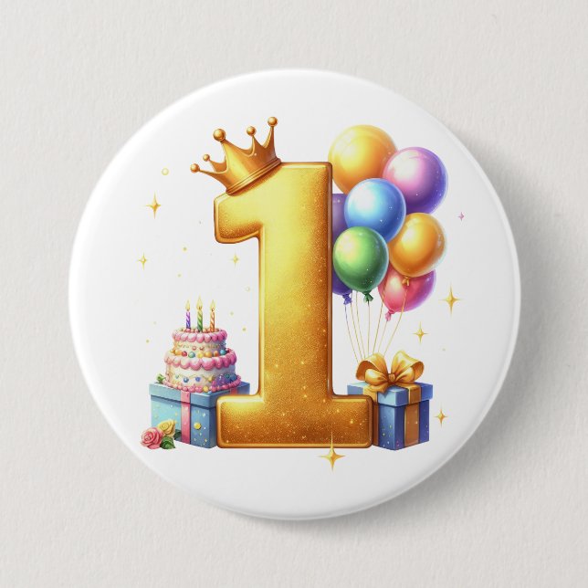 Badge Rond 7,6 Cm Premier anniversaire doré (Devant)