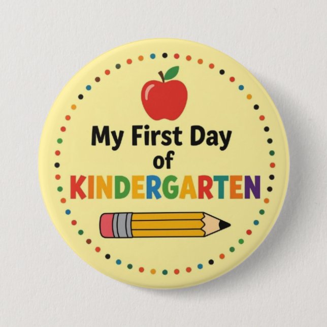 Badge Rond 7,6 Cm Premier jour de maternelle (Devant)