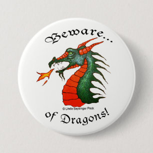 Badge Rond 7,6 Cm Prenez garde des dragons blancs