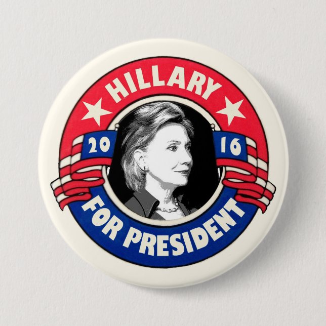 Badge Rond 7,6 Cm Président de Hillary Clinton en 2016 (Devant)