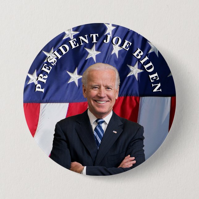 Badge Rond 7,6 Cm President Joe Biden on Red. White and Blue Magnet (Devant)