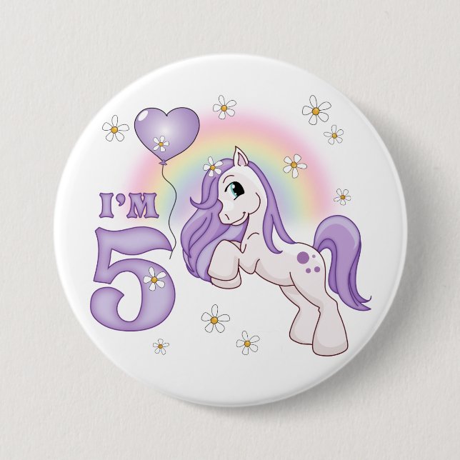 Badge Rond 7,6 Cm Pretty Pony 5th Birthday (Devant)