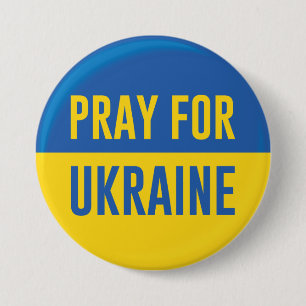 Badge Rond 7,6 Cm Priez Pour L'Ukraine