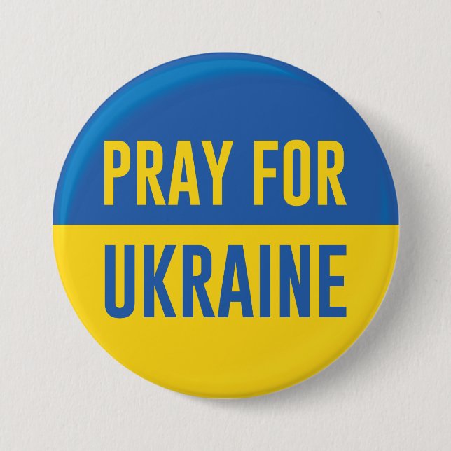 Badge Rond 7,6 Cm Priez Pour L'Ukraine (Devant)