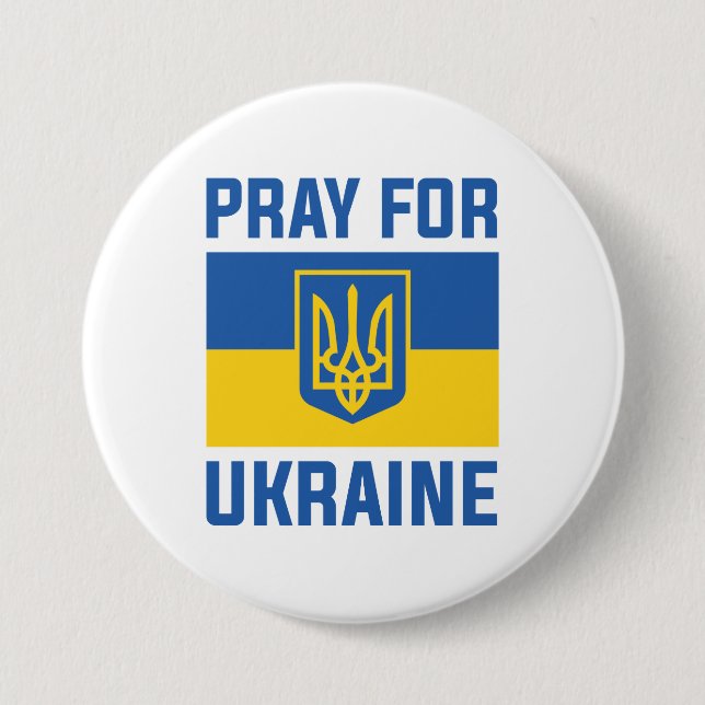 Badge Rond 7,6 Cm Priez Pour L'Ukraine (Devant)