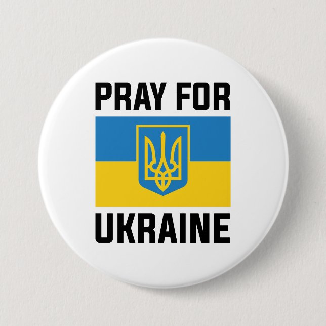 Badge Rond 7,6 Cm Priez Pour L'Ukraine (Devant)