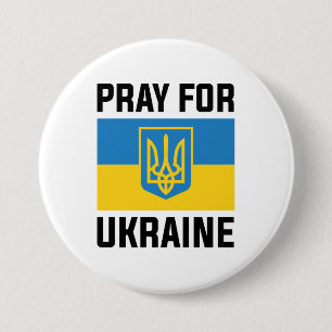 Badge Rond 7,6 Cm Priez Pour L'Ukraine