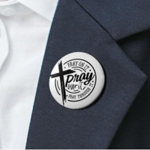 Badge Rond 7,6 Cm Priez Sur Elle Croix Chrétienne Bible Verse