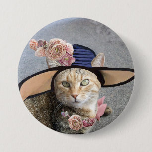 BADGE ROND 7,6 CM PRINCESS TATUS /ELEGANT CAT, GRAND DIVA CASQUETTE 