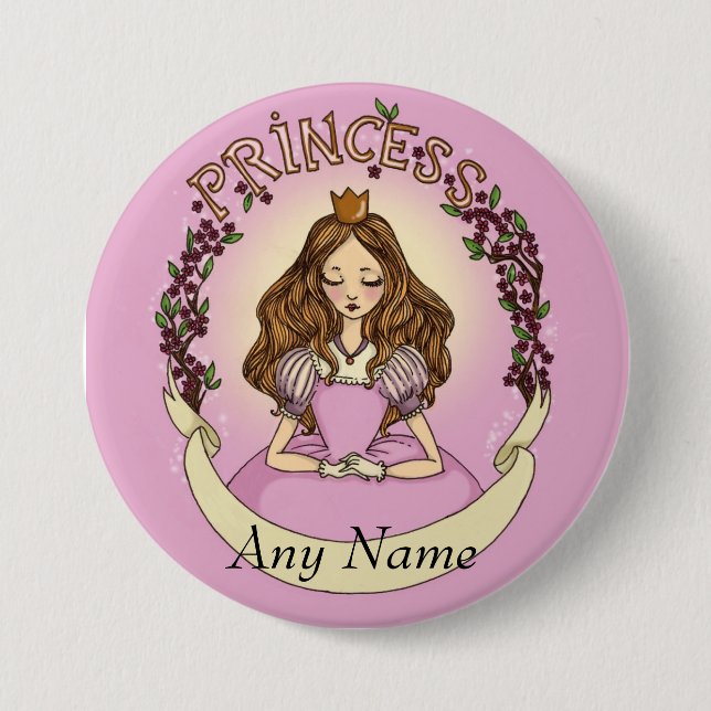 Badge Rond 7,6 Cm Princesse (Devant)
