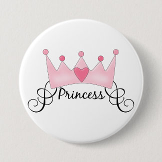 Badge Rond 7,6 Cm Princesse Avec Couronne - Personnalisable