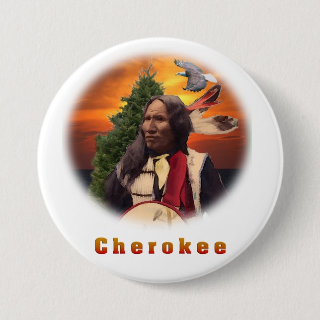 Badge Rond 7,6 Cm Produits indiens Cherokee (Devant)